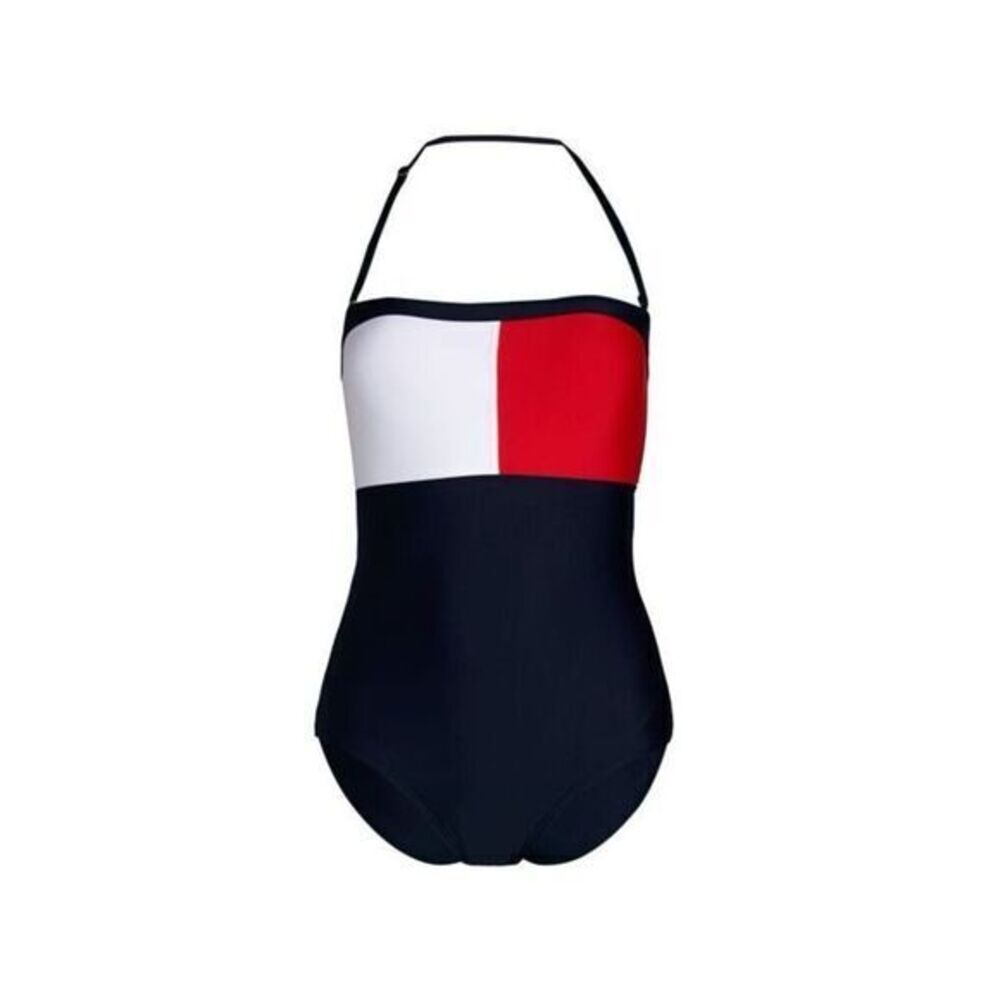 TOMMY HILFIGER Bandeau Tommy Flag One-Piece Swimsuit Size XL